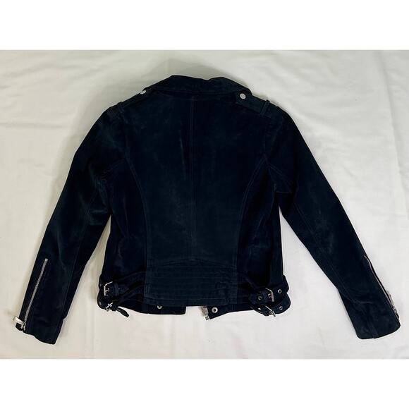 BCBGeneration women's Blue Suede Moto Jacket with Silver Detail Size Small - Picture 3 of 3